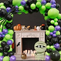 Ballons en latex violet et vert pour Halloween - Motifs toile d'araignée et momie pour arche de fête, guirlandes et décoration de maison hantée