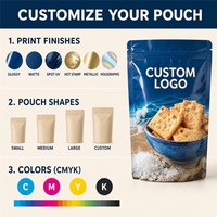 Sachet d'emballage personnalisé pour craquelins au sel marin, pochette à fermeture éclair verticale, sachet Doypack pour biscuits et snacks, qualité alimentaire, emballage de détail
