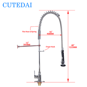 Robinet commercial en laiton chromé à montage sur plan avec douchette extractible et raccord de <span class=keywords><strong>plomberie</strong></span> pour restaurants et hôtels - Product Image 2
