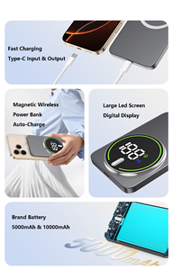OEM ODM <span class=keywords><strong>Batterie</strong></span> <span class=keywords><strong>externe</strong></span> magnétique sans fil personnalisée Pack de <span class=keywords><strong>batterie</strong></span> <span class=keywords><strong>externe</strong></span> portable 10000mAh Magsaferred Power Bank avec affichage LED - Product Image 4