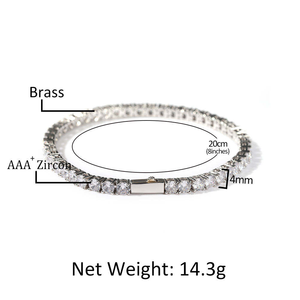 Gelang Rantai Tennis CZ 1 Baris Lebar 2mm 3mm 4mm 5mm 8mm, Laris Manis, untuk Wanita & Pria, Gelang Bling Bertabur Kristal - Product Image 6
