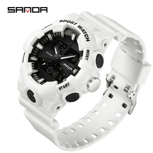 นาฬิกาข้อมือดิจิตอลผู้ชาย SANDA 3130 ราคาประหยัด ดีไซน์ล้ำสมัย สายยาง กันน้ำ โครโนกราฟ จอแสดงผลคู่ นาฬิกาข้อมือลำลอง - Product Image 1