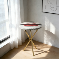 Table d'appoint ronde de luxe italienne, design moderne, plateau en bois, base en acier inoxydable, pour villa et manoir, table d'appoint de style statement