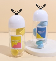 Ensemble d'éponges de maquillage non absorbantes utilisation humide et sèche boîte de rangement bouffée support de corne de cerf OEM vente en gros