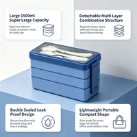 1500ml Multi-Layer Magnetronbestendige Lunchbox Lekvrije Lunchcontainer voor Gezin Studenten Kinderen Dagelijkse Maaltijdvoorbereiding