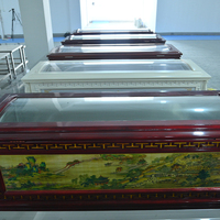 Ataúd Funerario de Madera Sólida Estilo Americano, Hecho a Mano, con Tallados, para Reuniones Fúnebres Dignas, Refrigerado (Cobre)