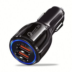 Chargeur de voiture rapide QC3.0 3A, chargeur de voiture double USB intelligent, petit chargeur rapide pour téléphone portable - Product Image 1