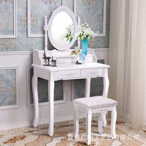 White Solid Wood <b>Dressing</b> <b>Table</b> <b>With</b> Mirror <b>Storage</b> Bedroom Vanity For Adults - Product Image 3