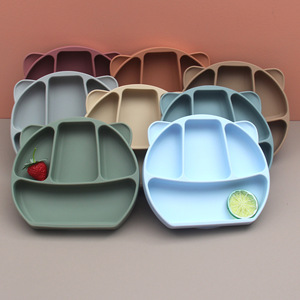 Plato para Bebé Personalizado con Logotipo Láser Gratuito, Plato de Cena para Bebé de 4 Secciones Libre de BPA, Juego de Platos de Silicona con Succión - Product Image 1