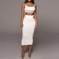 Robes pour femmes 2026 – Ensemble élégant et sexy 2 pièces : robe midi et crop top à fines bretelles – Collection été
