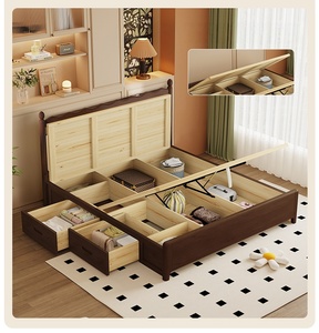 Cama de Plataforma em Madeira Maciça com Cabeceira Estofada Ondulada e Conjunto de Criados-Mudos – Conjunto de Móveis Modernos e Minimalistas para Quarto - Product Image 5