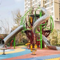 Glissade en tube spiralé en acier inoxydable Hanlin pour enfants et adultes, taille et couleur personnalisables, utilisation intérieure/extérieure, un seul joueur, transparente