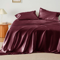 Draps de lit en soie satinée extra douce 1800 ensemble de draps en microfibre pièce lisse et douce ensemble de draps noirs avec microfibre soyeuse