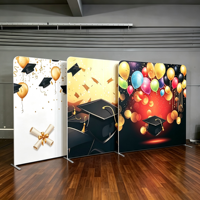 Support de toile de fond scolaire en tissu pour photomaton, avec cadre en aluminium, réutilisable, facile à assembler, impression personnalisée sur mesure, idéal pour les événements de remise de diplômes - Vente chaude