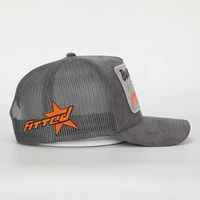Casquette Trucker Homme Personnalisée en Suède à 5 Panneaux, Broderie, Patch Tissé, Logo, Maille, Fermeture Snapback Ajustable, Haute Qualité, Vente en Gros