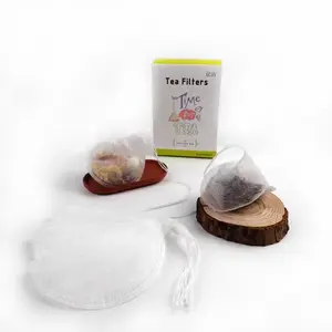 100% biodégradable PLA chaîne fibre de maïs emballage sacs vide 3D fleur sachet de thé avec ficelle pour thé café autres boissons
