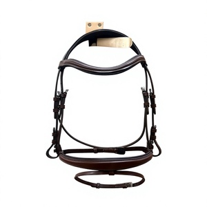 Brida de cuero para caballo con narquileras acolchadas y riendas a juego, equipo de equitación inglés para uso en doma clásica. - Product Image 5