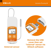 Enregistreur de données de température numérique USB Elitech RC-5+ TE avec sonde externe, enregistrement automatique PDF/Excel/TXT, enregistreur réutilisable en plastique