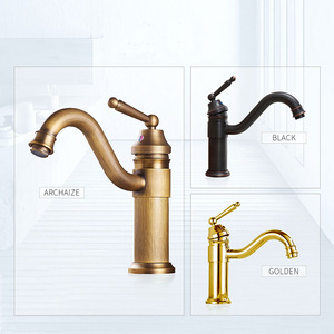 <span class=keywords><strong>Robinet</strong></span> de cuisine rétro tout en laiton <span class=keywords><strong>noir</strong></span> antique, <span class=keywords><strong>robinet</strong></span> de lavabo européen courbé en S, mitigeur chaud et froid - Product Image 2