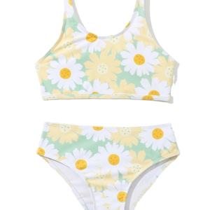 Traje de Baño de Verano para Niñas, Personalizable, con Estampado Floral, Conjunto de 2 Piezas, Top sin Mangas y Pantalones Cortos, Servicio OEM Disponible - Product Image 1