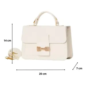 Sac bandoulière Lesly blanc en PU, style vintage, fermeture à boucle, sac messager pour femme, imperméable, motif uni, usage quotidien - Product Image 1