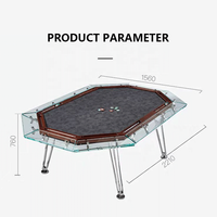 Table de poker de casino moderne professionnelle pour 10 personnes - Table de jeu de luxe en verre trempé avec base en acier inoxydable pour le divertissement