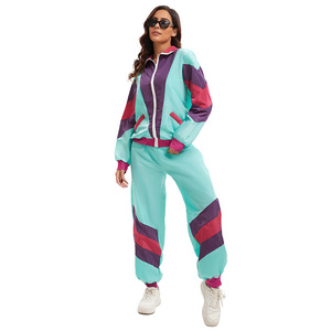 Conjunto <span class=keywords><strong>de</strong></span> Chaqueta y Pantalones Deportivos Retro Disco Hip-hop <span class=keywords><strong>de</strong></span> <span class=keywords><strong>los</strong></span> <span class=keywords><strong>80</strong></span> <span class=keywords><strong>para</strong></span> Adultos Unisex, Ropa <span class=keywords><strong>de</strong></span> Baile Otoñal, Transpirable y Resistente al Viento, Color Sólido - Product Image 4
