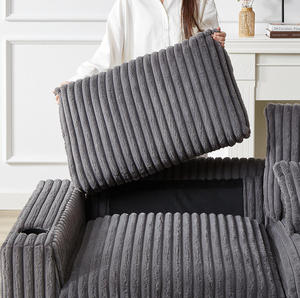 126-inch Corduroy L-Shaped <b>Sofa</b> Set with Cup Holder Movable Footrest Four Waist Pillows & Back Cushions for Apartment/Hotel Use - Product Image 4