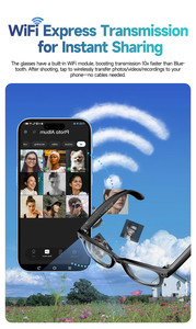 AI Smart <b>Glasses</b> with 8MP <b>Camera</b> 1200P Video Bluetooth 5.3 Voice Assistant AI Translation Smart Sports <b>Glasses</b> - Product Image 6