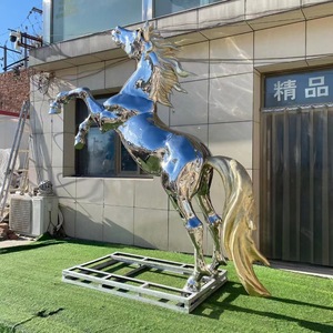 Escultura de Pegaso de Acero Inoxidable con Acabado Espejo para Exteriores, Figura Animal Decorativa para Montar en el Suelo - Product Image 3