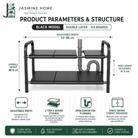 Organizador de Especias Ajustable Multifuncional Moderno para Debajo del Fregadero, Estante de Almacenamiento Expandible de 2 Niveles para Sala de Estar