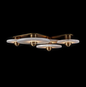 APPAREIL Cercle Naturel Marbre Abat-Jour Minimaliste Intérieur Art Déco Laiton Espagnol Albâtre Pierre Plafonnier 3 Ampoule 4 Ampoule Médiane - Product Image 1