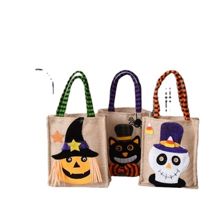 Bolsas de Yute para Halloween con Diseño de Bruja, Calabaza, Gato y Calavera, Bolsas de Regalo para Dulces, Artículos para Fiestas de Halloween - Product Image 2