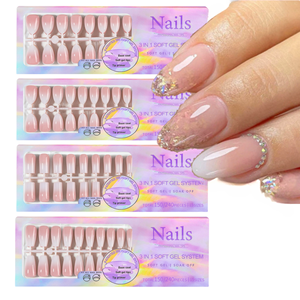 Vente en gros de 150 pièces charmant dégradé français Nail Art dressing français sans couture rose couleur couverture complète 3 en 1 presse sur les pointes des ongles - Product Image 2