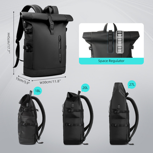 Ba lô du lịch cuộn đỉnh thiết kế logo tùy chỉnh HEROIC KNIGHT, ba lô học sinh, ba lô laptop có ngăn đóng kín - Product Image 2