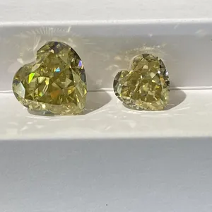2,0mm a 11,0mm Coração Corte Colorido Moissanite Amarelo 0.05ct a 5.0ct Moissanite Stone Lab Crescido Diamante