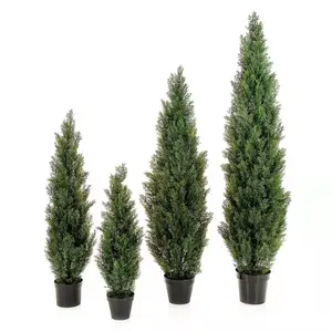 Offre Spéciale plante artificielle cèdre cyprès arbre en plastique faux pin Simulation vert Faux bonsaï pour extérieur intérieur décoratif