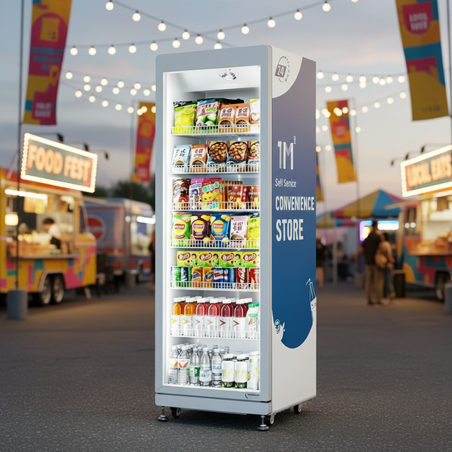 GS AUTO VENDING GS425 AI Smart Open Door Food Vending Machine 10-inch Touch Screen Credit Card Payment Remote Monitoring 300-600