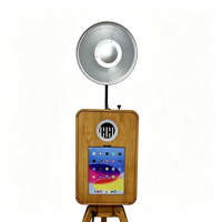 Photo Booth Lipat Kayu dengan Tripod, Pemotretan Multi-sudut, Kompatibel dengan Kebanyakan iPad & Kamera untuk Acara