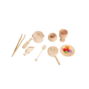 Sensoriale Bin Strumenti, Montessori Giocattoli per I Più Piccoli, Giochi In Legno Da Cucina Starter Accessori Set Giochi In Legno