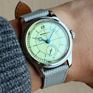 La nouvelle montre décontractée rétro MERKUR Cross Line Sector Dial Salmon pour hommes, série Business, montre à remontage manuel, Relogio - Product Image 6