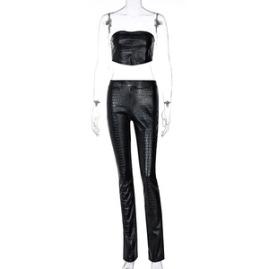 NOVEDAD <span class=keywords><strong>DE</strong></span> VERANO 2024, conjunto informal ajustado para mujer en Europa y Estados Unidos, pantalones envolventes en el pecho con hendidura <span class=keywords><strong>de</strong></span> escala superior corta - Product Image 6