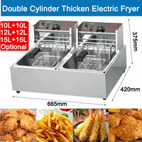 Freidora Eléctrica Comercial de 10L+10L para Uso Doméstico, Restaurantes de Comida Rápida, para Papas Fritas, Pollo Frito, para Hoteles