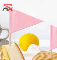 Drapeaux promotionnels en bambou jetables personnalisés avec logo, 2,5 x 3,5 cm, mini, couleur rose, pour cure-dents