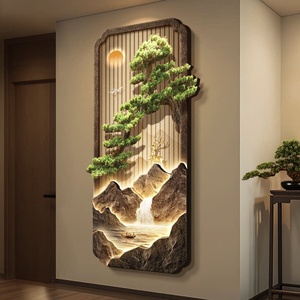 Agua que Fluye Atrae Riqueza, <span class=keywords><strong>Pintura</strong></span> Decorativa Moderna de Estilo Chino para Recibidor, Arte Mural Moderno con Paisaje de Pinos, <span class=keywords><strong>Pintura</strong></span> Artística Moderna para Pasillo - Product Image 4
