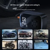 Astree Pompe à air portable pour voiture 12V en plastique, mini pompe à air automatique, écran LED LCD numérique, gonfleur de pneus à double cylindre sans fil
