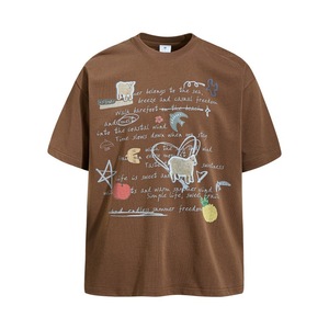 Camiseta de Verano para Hombre, Estilo Hip <span class=keywords><strong>Hop</strong></span> Urbano, Cuello Redondo, Manga Corta, Corte Holgado, 280 Gramos, Diseño Creativo y Divertido con Dibujos Animados - Product Image 1