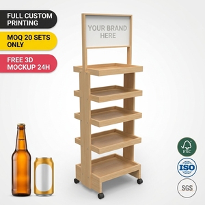 Expositor de Cerveza de Madera Ligero, Estante Apilable de 5 Niveles para Latas, Estantería para Licorería, Logotipo Personalizado OEM para Supermercado, Pub, Bar - Product Image 1