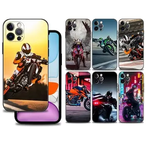 Coque de protection en Silicone pour Moto, étui noir pour iPhone 14 11 13 12 Pro Max XS XR X 8 7 Plus 5 5s SE