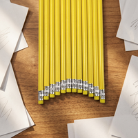 Crayons ronds en bois HB de 7,5 pouces avec gomme colorée, certifiés EN71/ISO, papeterie sûre, fabrication directe usine, support OEM/ODM